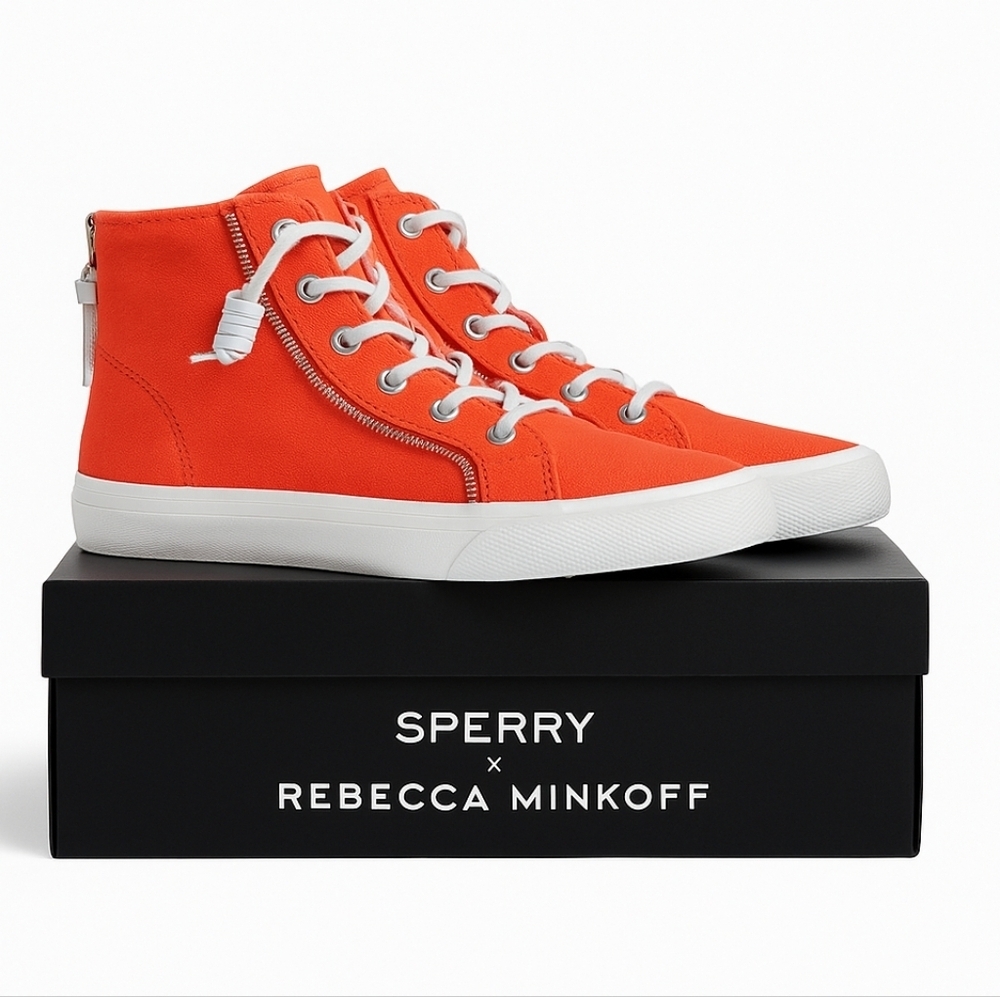 Sperry x Rebecca Minkoff Canvas High Top Sneakers 6.5 NIB Zip Detail Streetwear